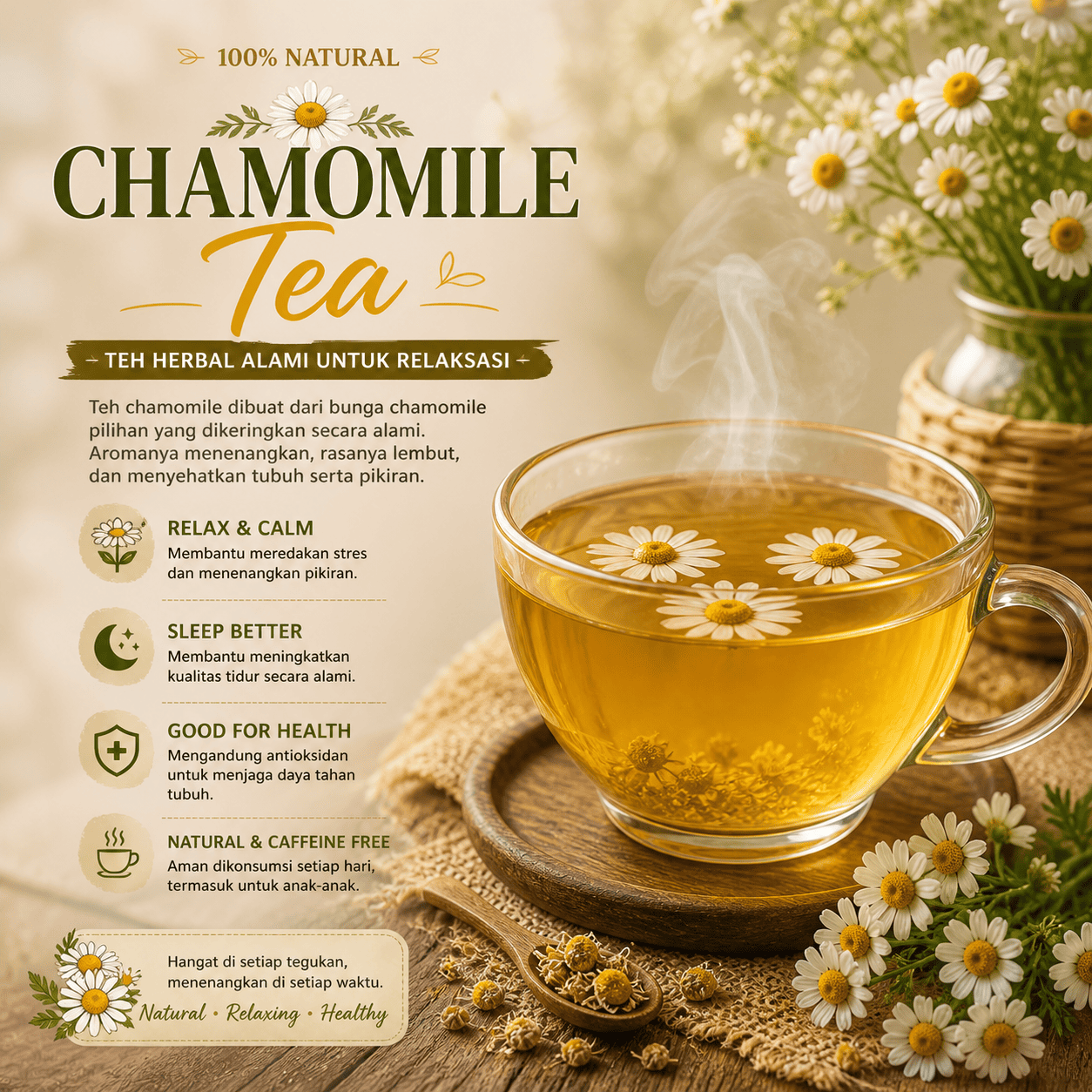 Chamomile Tea dari Thirty Three Brew dengan tampilan clean dan modern